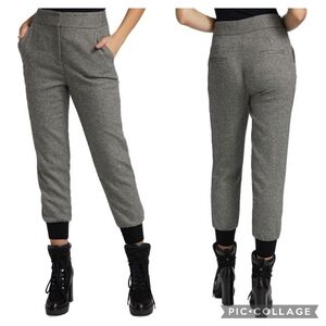 Veronica Beard Grey Herringbone Wool Blend Frazier Tailored Jogger Trouser Pants